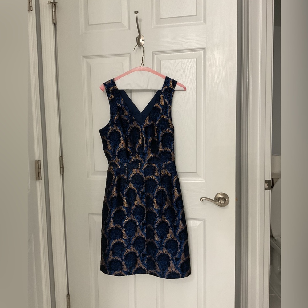 J. Crew Blue V-Neck Sheath Mini Dress